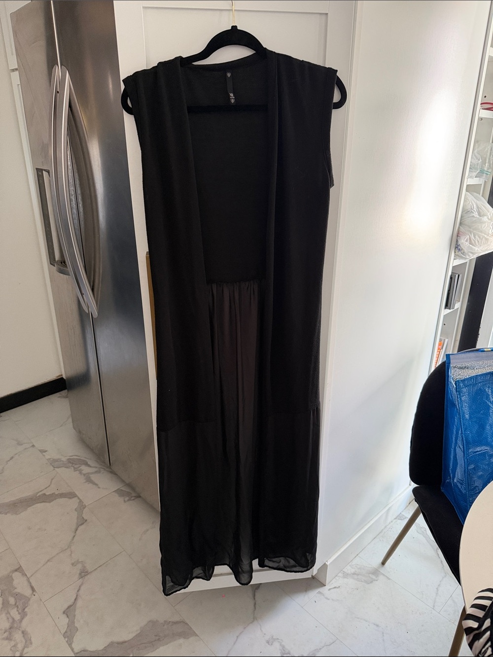 Love Culture Black Sheer Long Duster Vest